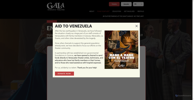 Security scan screenshot of https://www.galatheatre.org/events-calendar