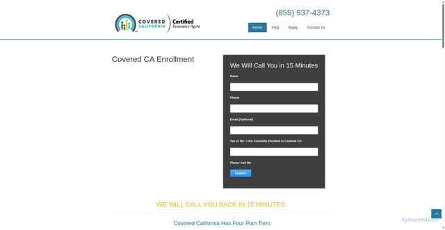 Security scan screenshot of http://coveredenrollment.com/