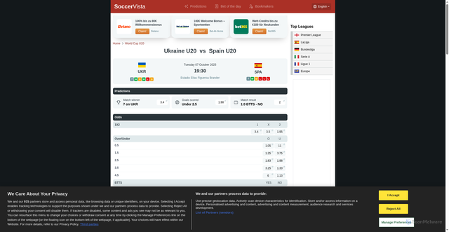 Security scan screenshot of https://www.soccervista.com/event/ukraine-spain/802qb1P1/