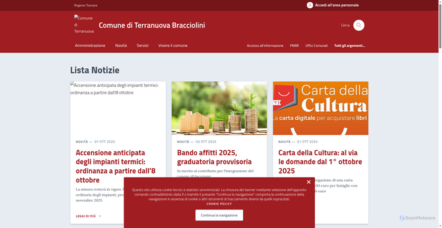 Security scan screenshot of https://comune.terranuova-bracciolini.ar.it/
