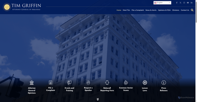 Security scan screenshot of https://arkansasag.gov/