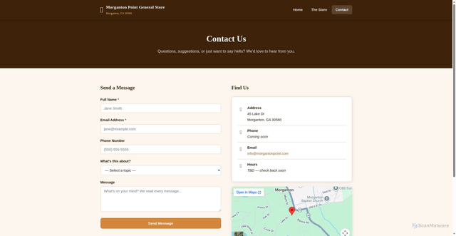 Security scan screenshot of https://morgantonpoint.com/contact