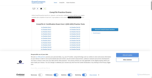 Security scan screenshot of https://www.examcompass.com