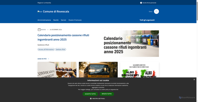 Security scan screenshot of https://www.comune.rovescala.pv.it/it