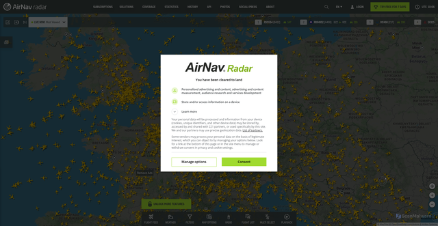 Security scan screenshot of https://www.airnavradar.com/