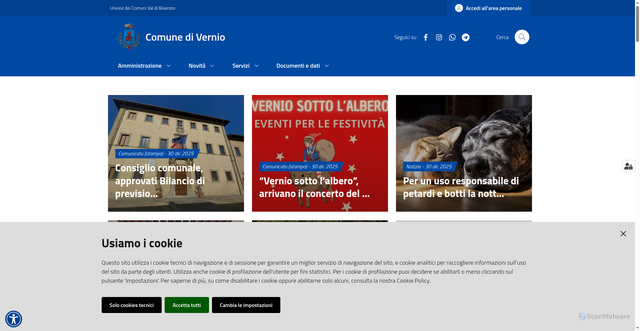 Security scan screenshot of https://www.comune.vernio.po.it/