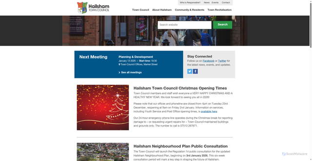 Security scan screenshot of https://www.hailsham-tc.gov.uk/