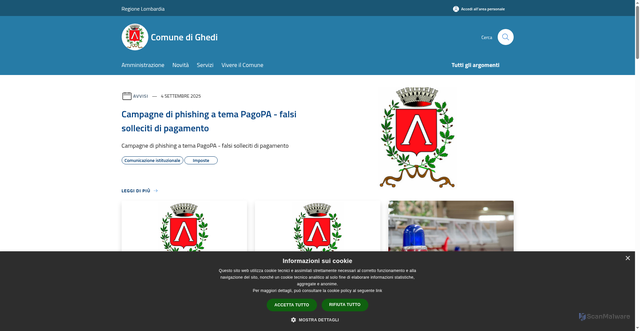 Security scan screenshot of https://www.comune.ghedi.brescia.it/it