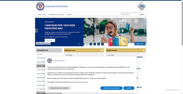 Security scan screenshot of https://grosseto.aci.it/