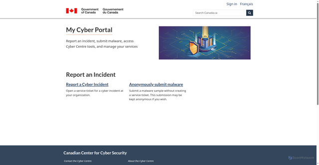 Security scan screenshot of https://portal-portail.cyber.gc.ca/en/