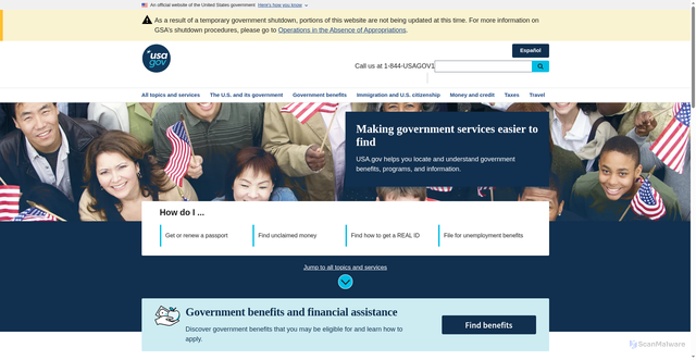 Security scan screenshot of https://www.usa.gov/
