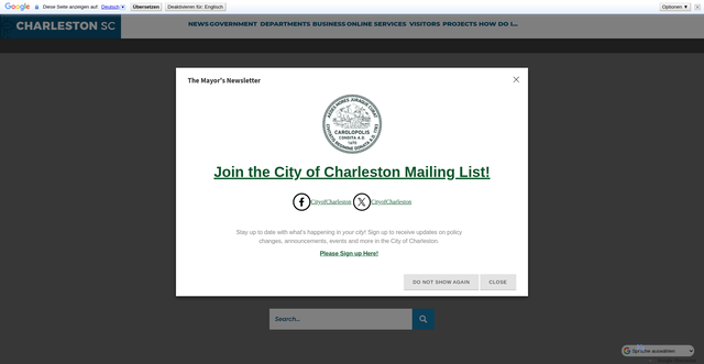 Security scan screenshot of https://charleston-sc.gov/