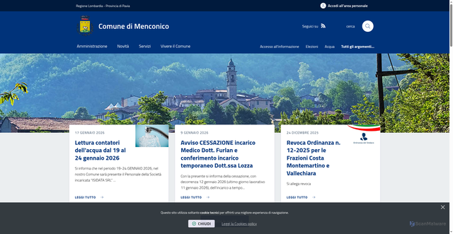 Security scan screenshot of https://www.comune.menconico.pv.it/it-it/home