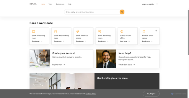 Security scan screenshot of https://www.myspacesworks.com