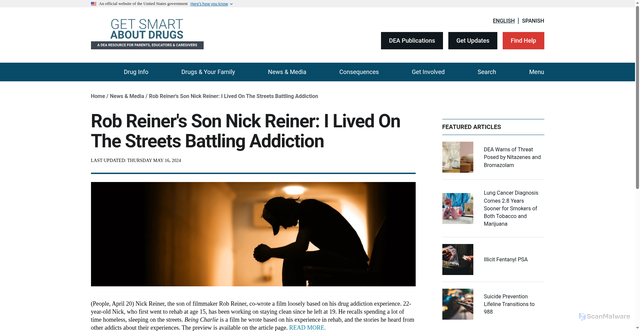 Security scan screenshot of https://www.getsmartaboutdrugs.gov/news-statistics/2016/04/22/rob-reiners-son-nick-reiner-i-lived-streets-battling-addiction