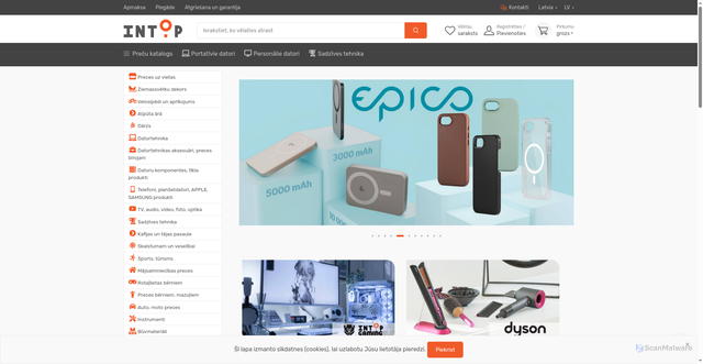 Security scan screenshot of http://intop.ee/