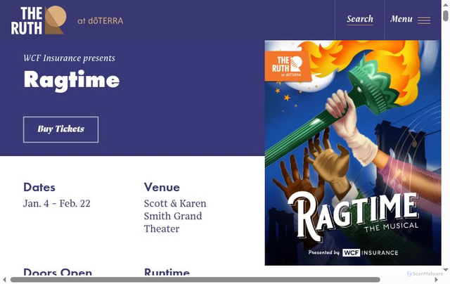Security scan screenshot of https://www.theruth.org/events/detail/ragtime