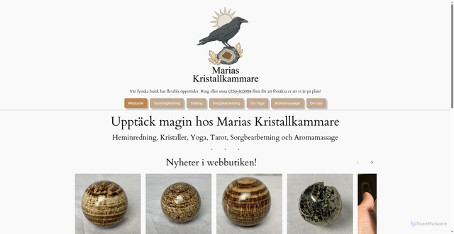 Security scan screenshot of https://mariaskristallkammare.se