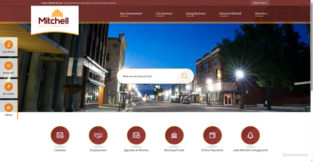 Security scan screenshot of https://cityofmitchellsd.gov/