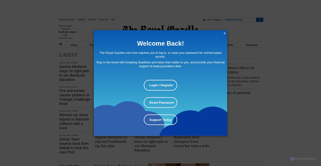 Security scan screenshot of https://royalgazette.com