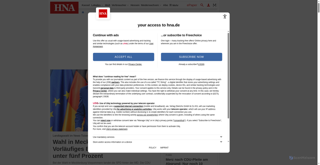 Security scan screenshot of https://www.hna.de