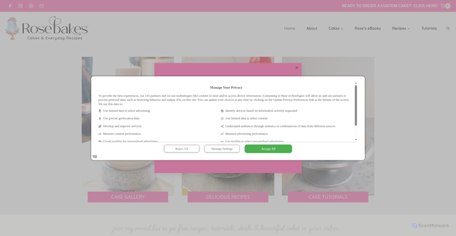 Security scan screenshot of https://rosebakes.com