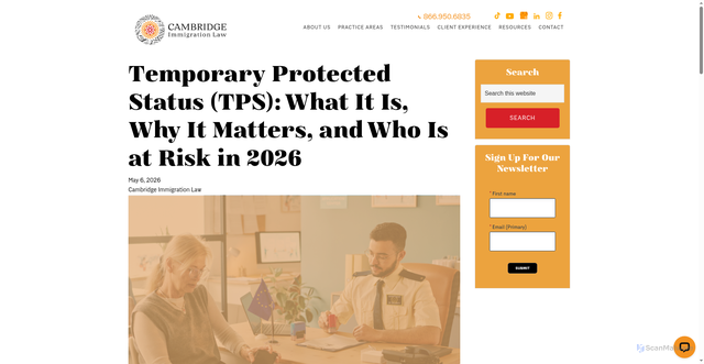 Security scan screenshot of https://cambridgeimmigrationlaw.com/temporary-protected-status-tps-what-it-is-why-it-matters-and-who-is-at-risk-in-2026/