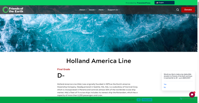 Security scan screenshot of https://foe.org/cruise_line/holland-america-line/