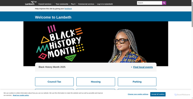 Security scan screenshot of https://www.lambeth.gov.uk/