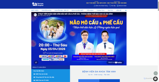 Security scan screenshot of https://tamanhhospital.vn