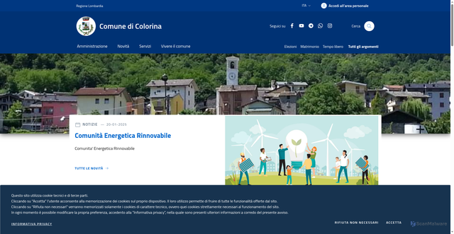 Security scan screenshot of https://www.comune.colorina.so.it/