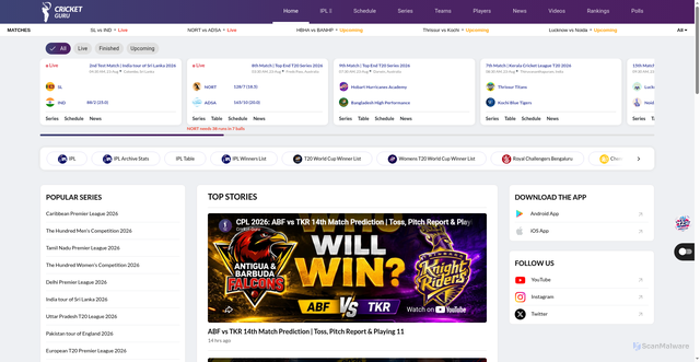 Security scan screenshot of https://www.cricketguru.com/