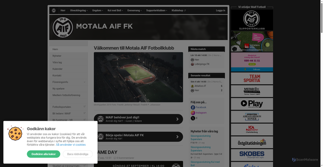 Security scan screenshot of https://maiffotboll.se