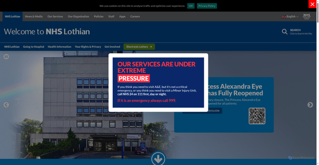Security scan screenshot of https://www.nhslothian.scot/
