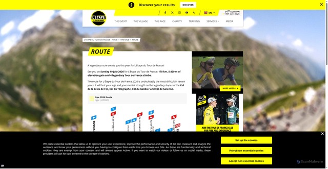 Security scan screenshot of https://www.letapedutourdefrance.com/en/the-race/route