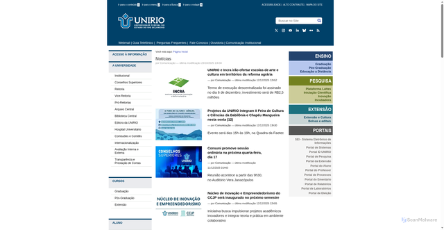 Security scan screenshot of https://www.unirio.br/