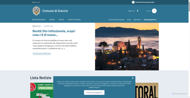 Security scan screenshot of https://www.comune.greccio.ri.it/