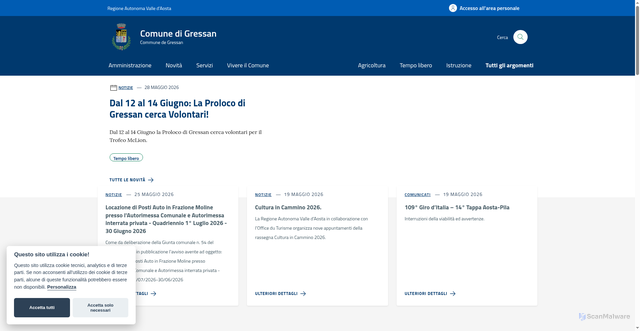 Security scan screenshot of https://www.comune.gressan.ao.it