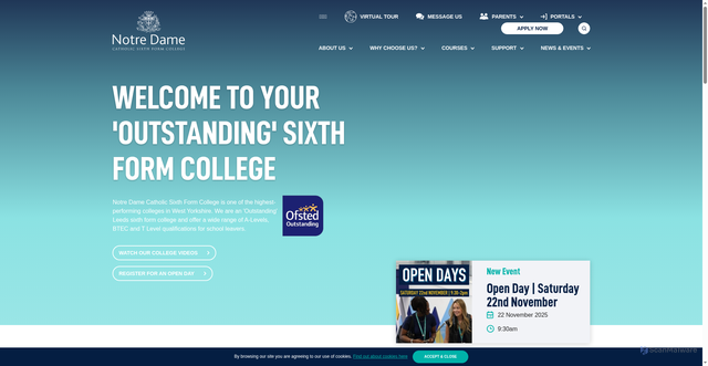 Security scan screenshot of https://www.notredamecoll.ac.uk/