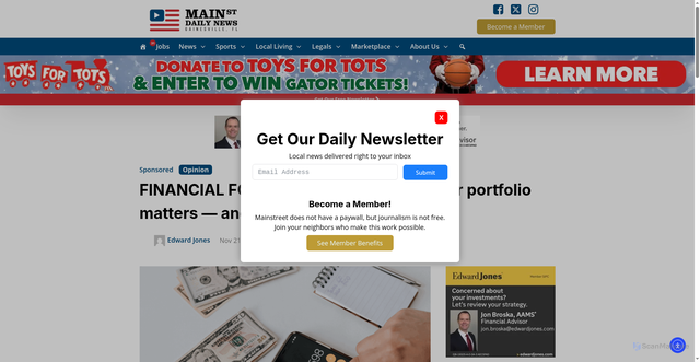 Security scan screenshot of https://www.mainstreetdailynews.com/sponsored/financial-focus-why-rebalancing-your-portfolio-matters-and-how-to-do-it