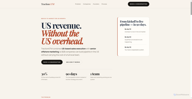 Security scan screenshot of http://traction-gtm.com/