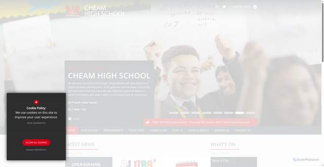 Security scan screenshot of https://www.cheam.sutton.sch.uk/