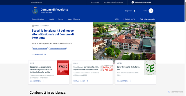 Security scan screenshot of https://www.comune.povoletto.ud.it/