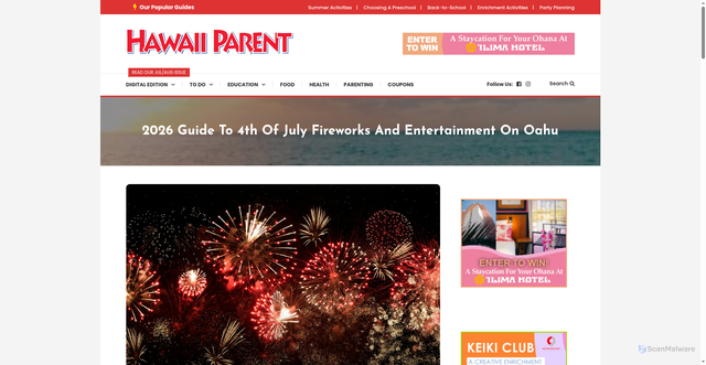 Security scan screenshot of https://www.hawaiiparentmedia.com/4th-of-july-fireworks-and-events/