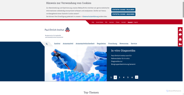 Security scan screenshot of https://www.pei.de/DE/home/home-node.html