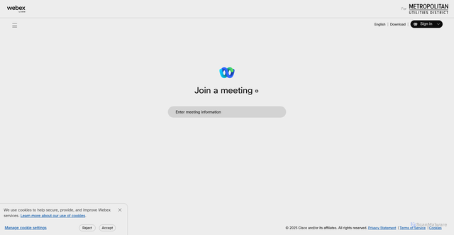 Security scan screenshot of https://mudnebr.webex.com