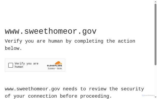 Security scan screenshot of https://www.sweethomeor.gov