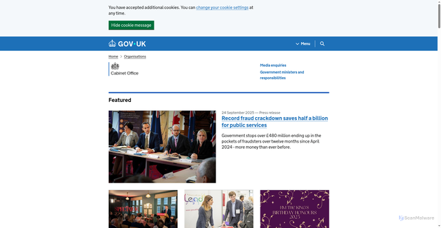 Security scan screenshot of https://www.gov.uk/government/organisations/cabinet-office