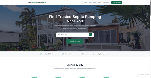 Security scan screenshot of https://findsepticpumping.pages.dev/