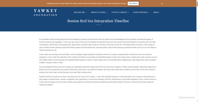 Security scan screenshot of https://yawkeyfoundation.org/timeline/